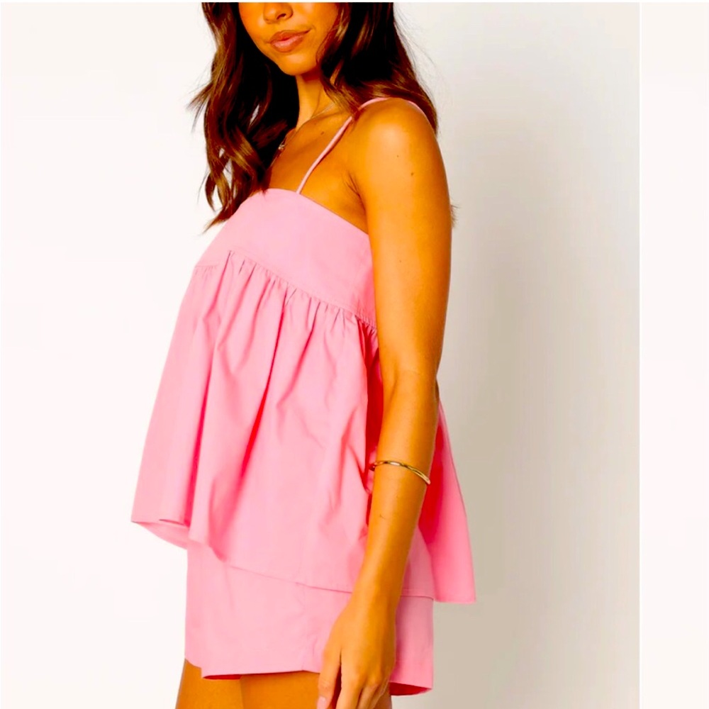 NWT SNDYS Revolve Sundays The Label SERINA swing Barbie doll Top PINK women’s M